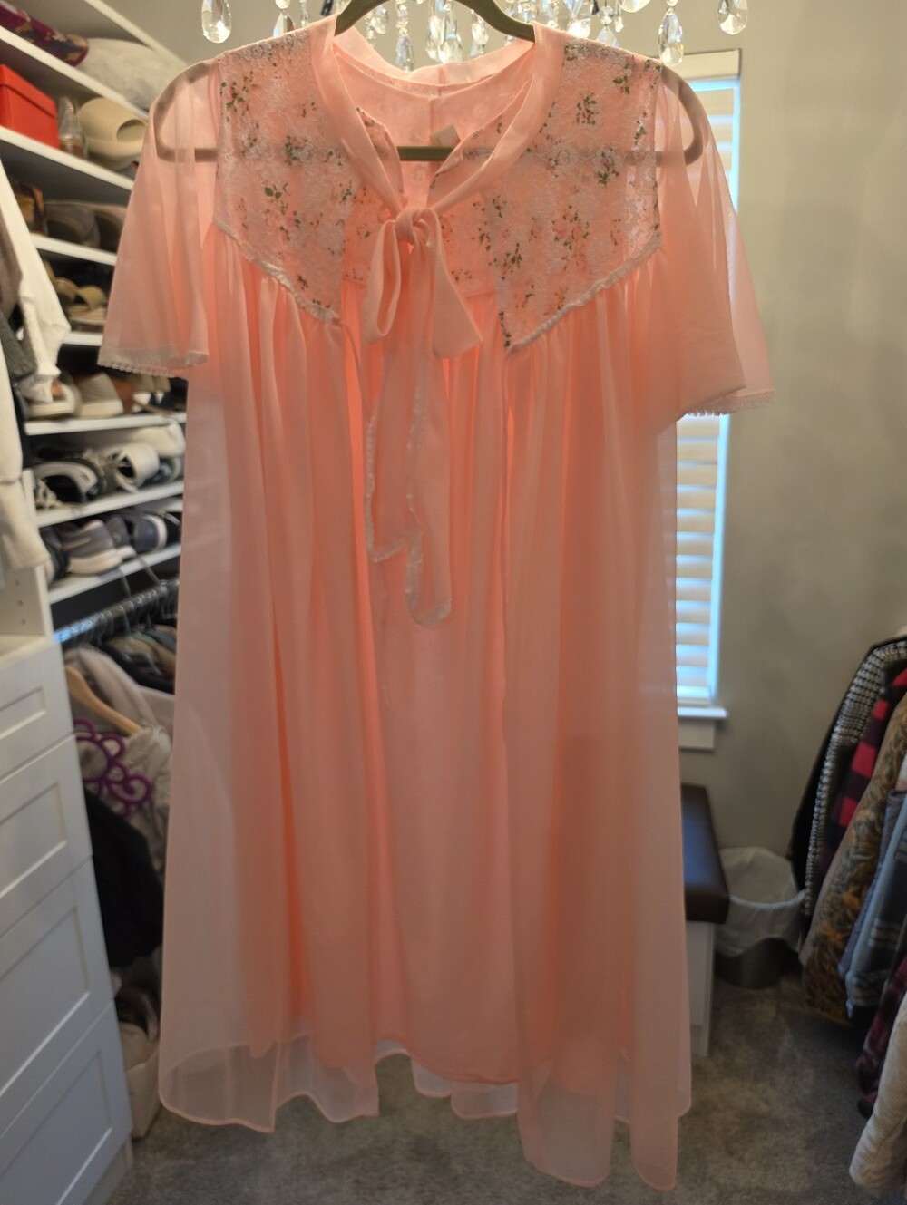 Vintage Peachy Pink Gown And Robe Set SM